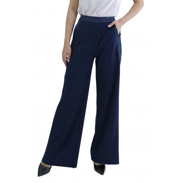 Pantaloni palazzo con tasche con rifiniture in raso e zip dietro Imperial